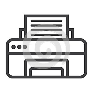 Printer line icon, fax and office, vector