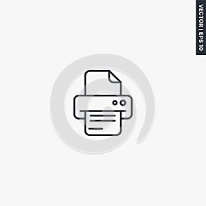 Printer, linear style sign for mobile concept and web design