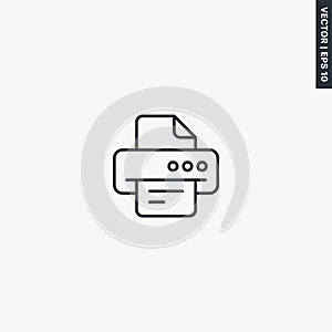 Printer, linear style sign for mobile concept and web design
