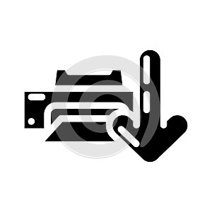 printer loading document glyph icon vector illustration