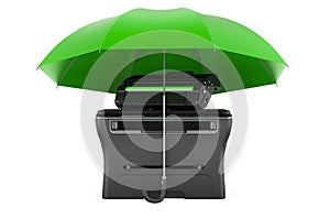Printer MFP under umbrella, 3D rendering