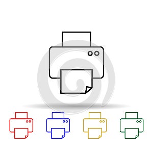 Printer multi color style icon. Simple thin line, outline vector of web icons for ui and ux, website or mobile application