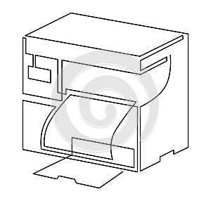 Printer, multifunction copier. Office equipment. Illustration, continuous line drawing