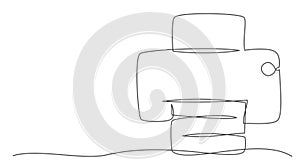 Printer One line drawing isolated on white background