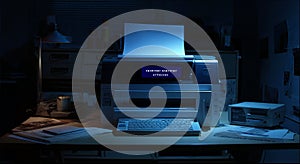 A printer with paper coming out of it.