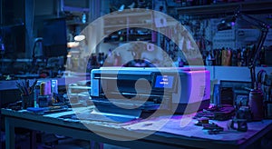 A printer with paper coming out of it.