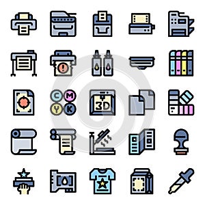 Printer and plotter outline color icons