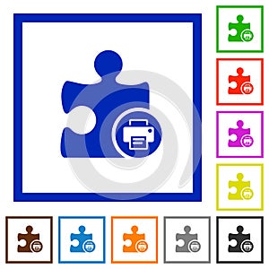 Printer plugin flat framed icons