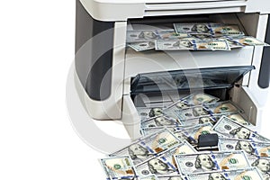 Printer printing fake dollar bills