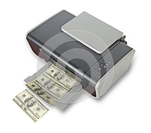 Printer printing fake dollars