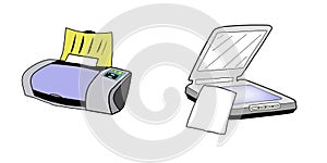 Printer and Scanner illustration, isolated