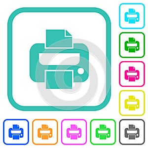 Printer solid vivid colored flat icons