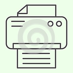 Printer thin line icon. Office laser-jet print machine outline style pictogram on white background. Business and