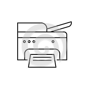 Printer thin line icon. Outline sign of office print. Photocopier linear pictogram with different stroke width