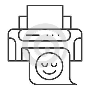 Printer thin line icon. Print machine vector illustration isolated on white. Ink jet outline style design, designed for