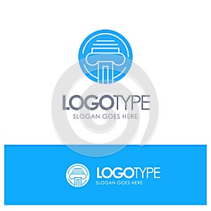 Printer, Type, Typewriter, Writer Blue Solid Logo with place for tagline