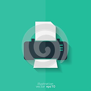 Printer web icon. Flat design.