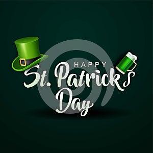 Printhappy St. Patrick`s day. green hat with beer glasses. vector illustration design