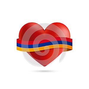 PrintHeart with waving Armenia flag. Vector illustration.