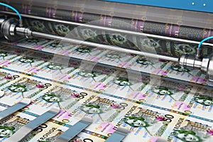 Printing 50 SEK Swedish krona money banknotes