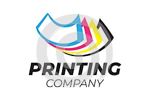 Printing Company Logo Design with Cyan, Magenta, Yellow and Black Colors