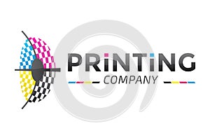 Printing Company Logo Design wit CMYK Colors and Cross