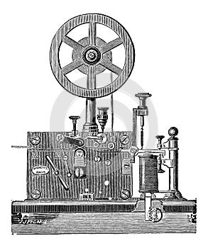 Printing Electrical Telegraph Receiver, vintage engraving