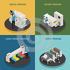 Printing House 4 Isometric Icons