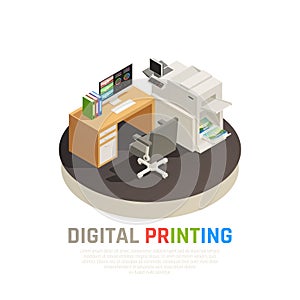 Printing House Isometric Composition