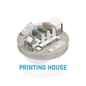 Printing House Isometric Composition