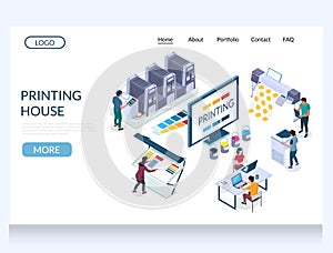 Printing house vector website landing page design template