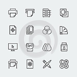 Printing icons in thin line style