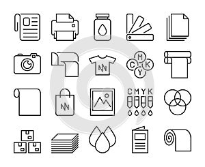 Printing Industry Vector Line Icons Set. Editable Stroke, 64x64 Pixel Perfect.