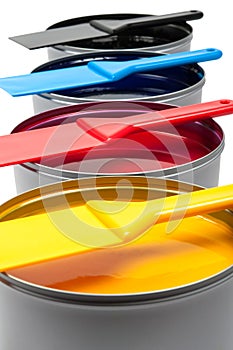 Printing inks on white background