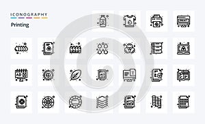 25 Printing Line icon pack