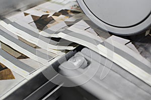 Printing machine during magazine print production photo