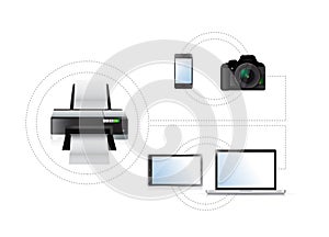 Printing options. set of electronics. illustration