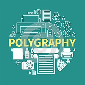 Printing polygraphy banner. Vector infographic. Printing elements.