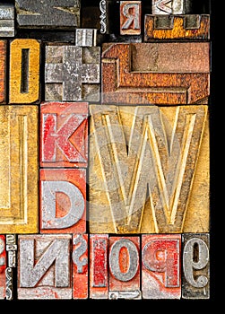Printing Press Typeset Typography Text Letters made of wood and metal