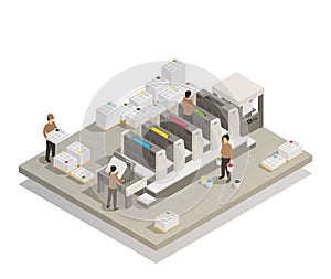 Printing Production Process Isometric Composition