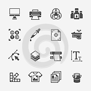 Printing service isolated vector black icons