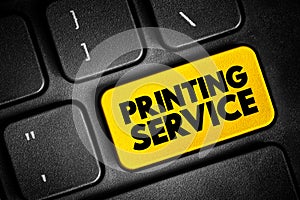 Printing Service text button on keyboard, concept background