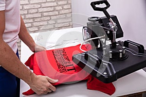 Printing on t shirt in workshop
