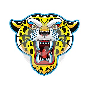 PrintLeopard Mascot Logo. Head Of Leopard Isolated