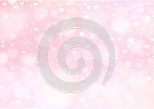 PrintLight blank background with bokeh hearts. Pink vector backdrop
