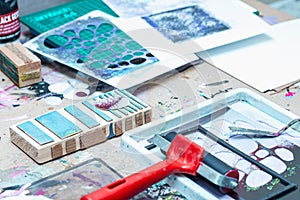 Printmaking Tools and Materials in Studio photo