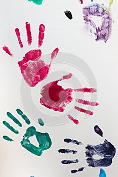 Prints of hands of child