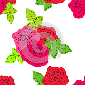 PrintSeamless pattern with roses silhouette. Vector pattern for cushion and pillow, bandanna, kerchief or shawl fabric print.