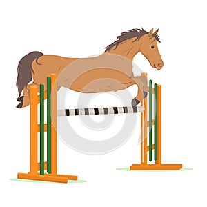 Printvector illustration of a horse in a high jump. The theme of equestrian sports, training and animal husbandry.