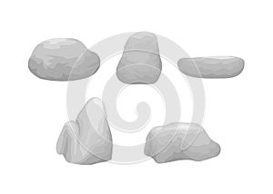 PrintVector illustration of rocks and stones, Isolated natural elements in different shapes